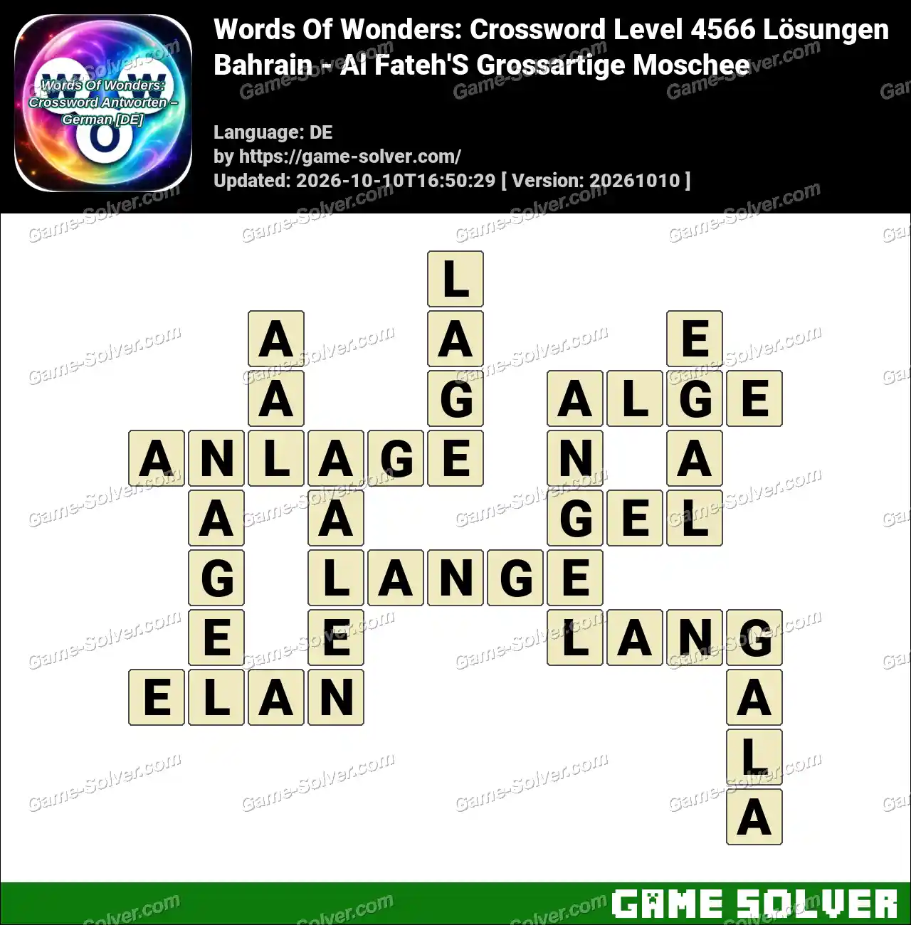 Words Of Wonders: Crossword Level 4566 Lösungen – Bahrain – Al Fateh’S Grossartige Moschee